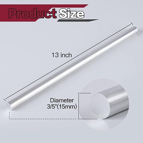 Miniatura 3 de 2 piezas de varilla redonda de aluminio de 35 pulgadas de largo 13 pulgadas de largo (12.992 in) de torno extruido sólido T6511 (35 x 13 pulgadas, 2)