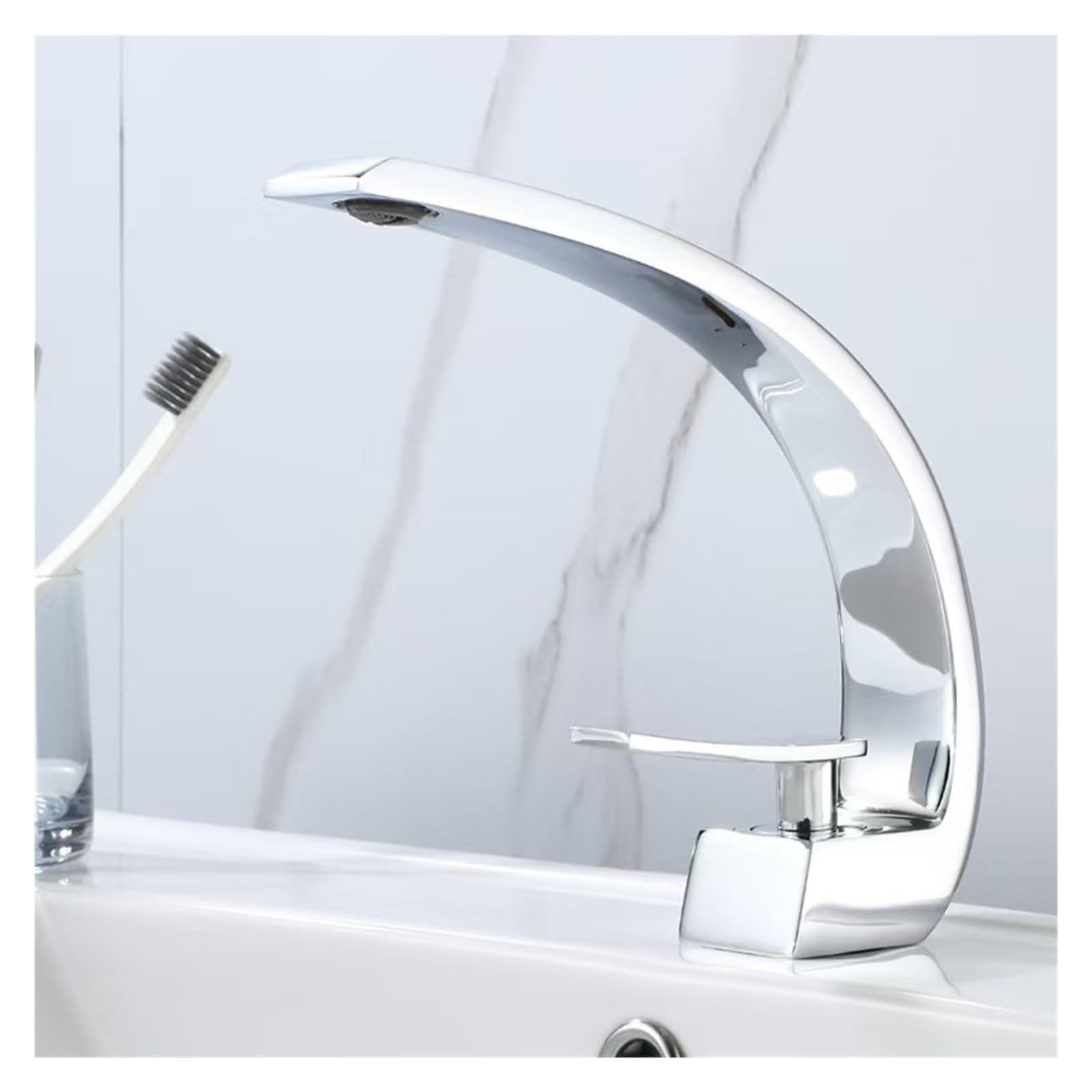 Laighjenbcf Chrome Faucet，Luxury Brass Basin Faucet Deck Mounted Black