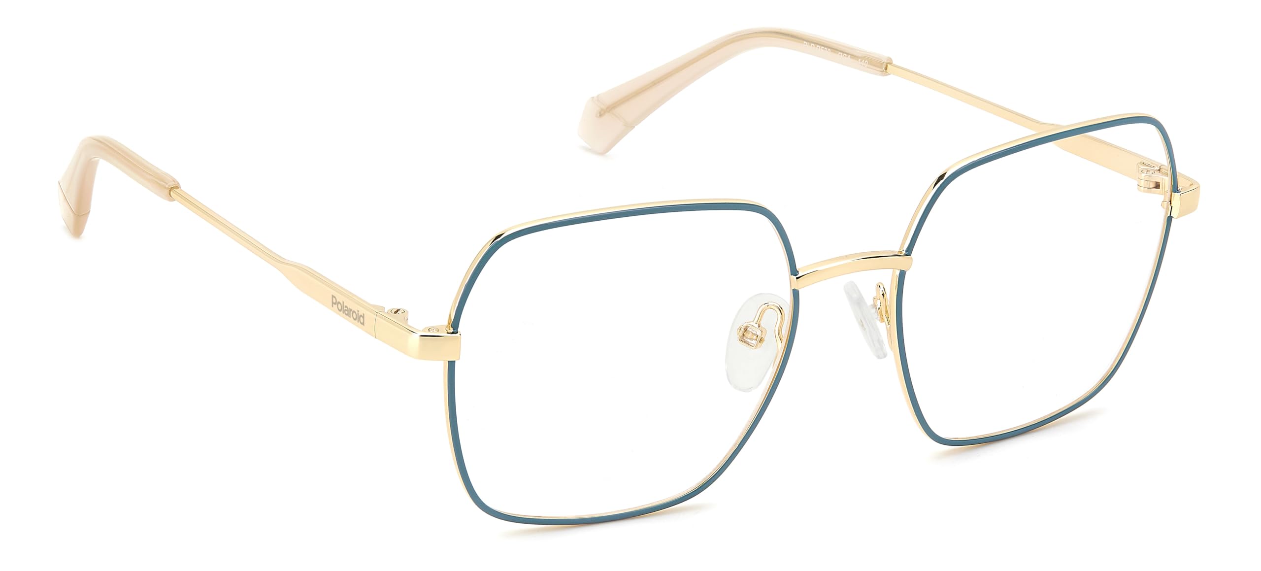 POLAROID Brille mit Sehstärke für Damen optional mit Sonnenbrillentönung oder Blaulichtfilter, Rechteckig, gefertigt aus Öko-Metall, Modell: 108080 (inklusive Brillenetui)