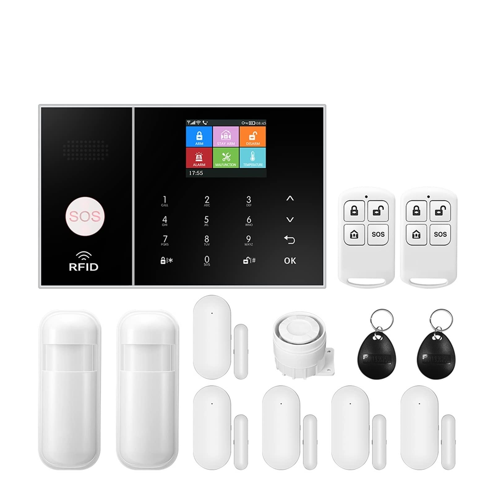 CUDTAPI Alarm System For Home GSM Security Host With Door And Motion Sensor Tuya App Control Work(E)