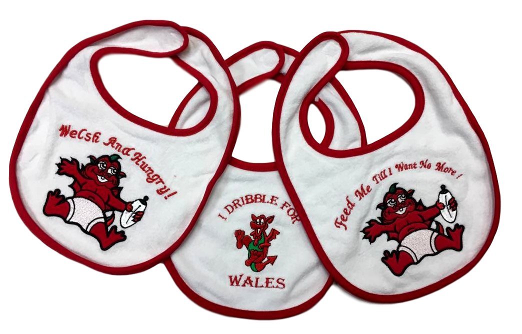HlpiAMok Yasirona Wales Welsh Dragon Embroidered Baby Bib - 3Pk
