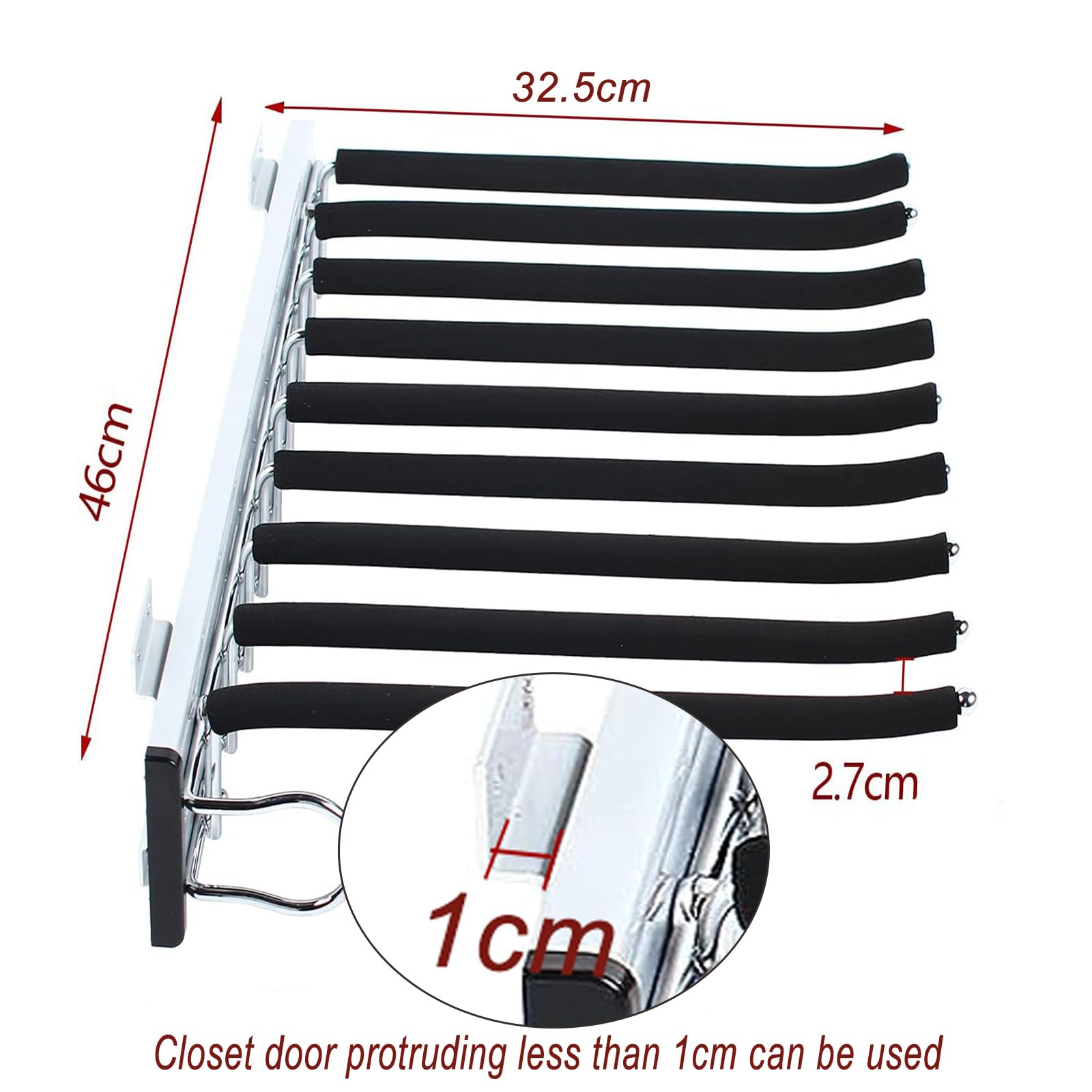 Pantalonero Extraible para Armario, Barra Extensible para Colgar Ropa para 9 Pantalones, Ahorro de Espacio, Sin Marcas, 46cm (Bien)