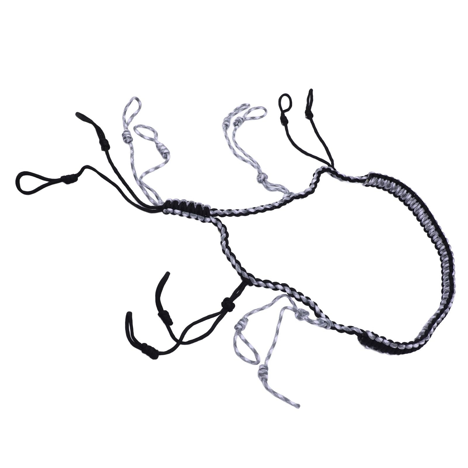 Cordino per richiamo per anatre, portatile, in paracord intrecciato di nylon con anelli per attività all'aperto. (Nera)