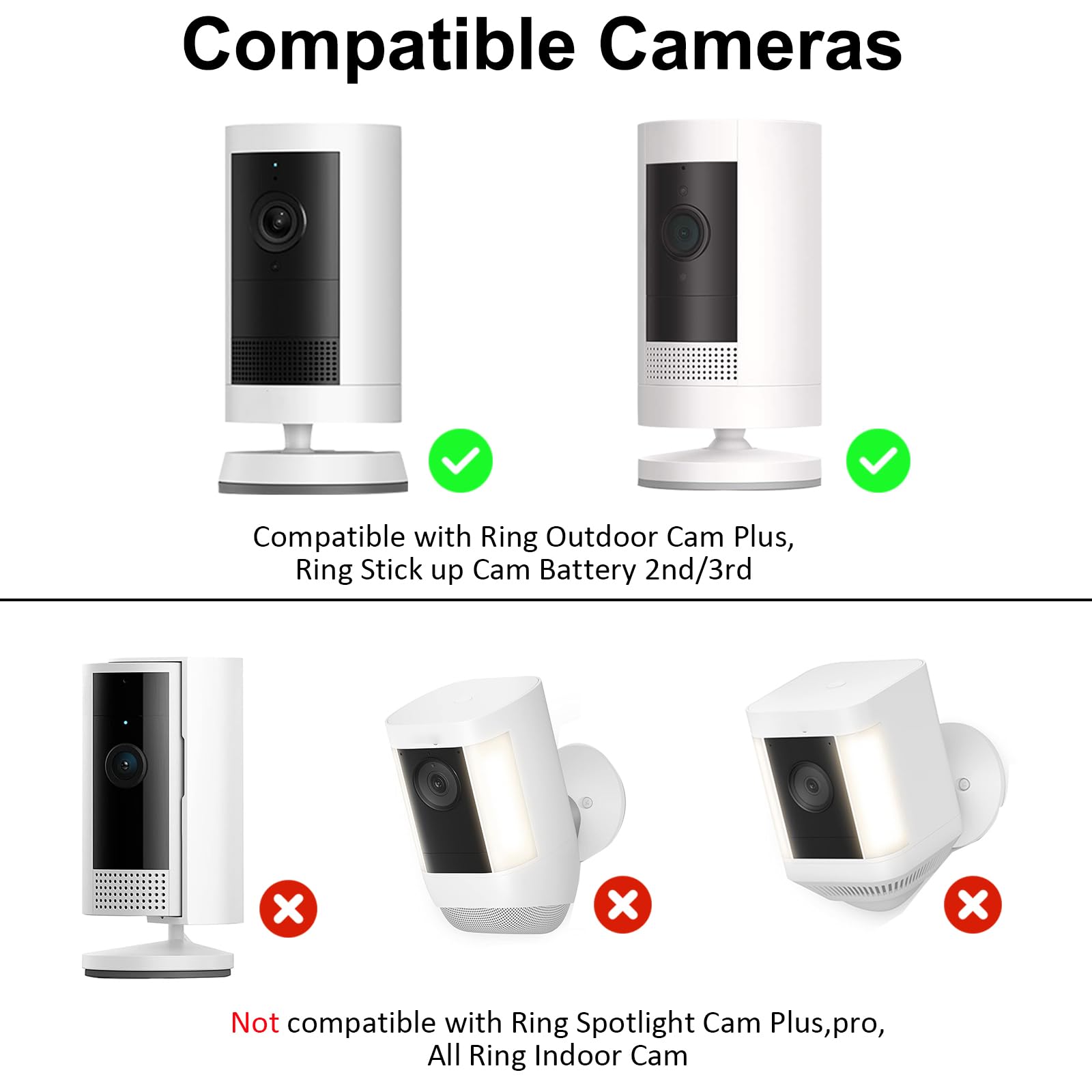 Magnetische Kamerahalterung, kompatibel mit Ring-Stick-Up-Akku (2., 3.), Ring Outdoor Cam Plus, verstellbare Kamera-Wandhalterung, gummierte Magnetbasis, 2 Stück