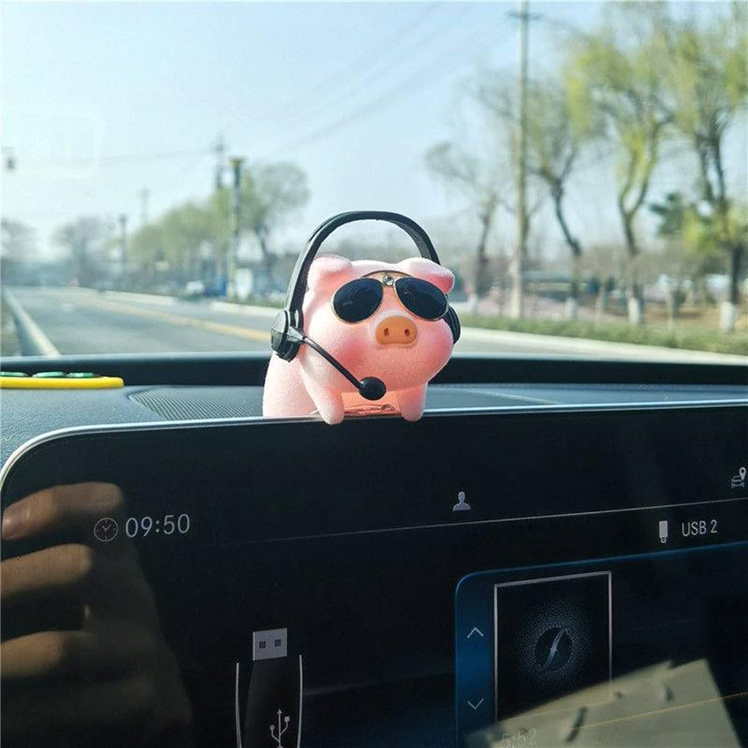 Cute Swing Lucky Pig Piggy Hanging Ornament Auto Interior Decoration (B-DJ Piglet)