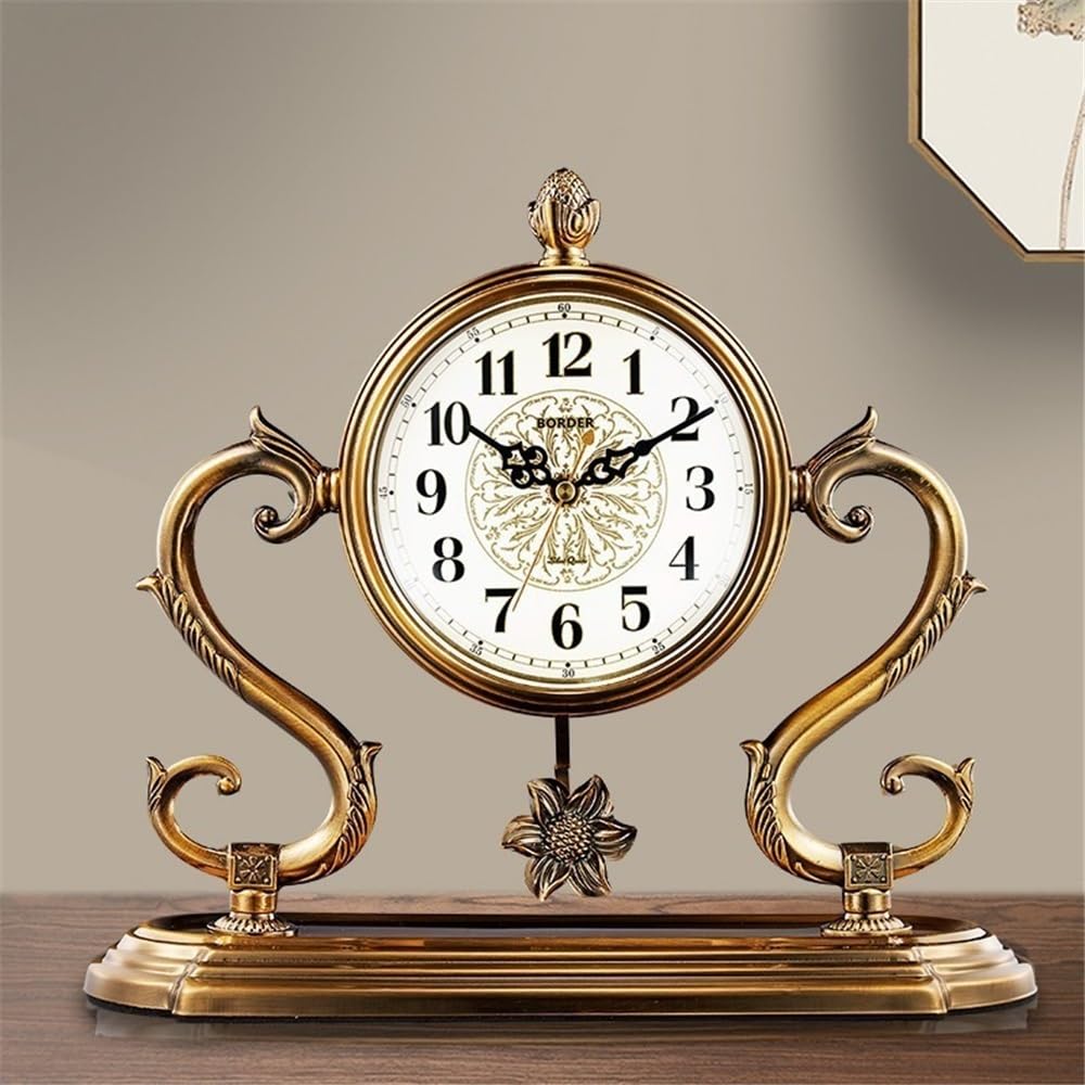 Décorative Horloge de Table numérique à Quartz de Luxe, Grande Taille, Ornement de Bureau Chinois avec Pendule pour Bureau Chambre Table