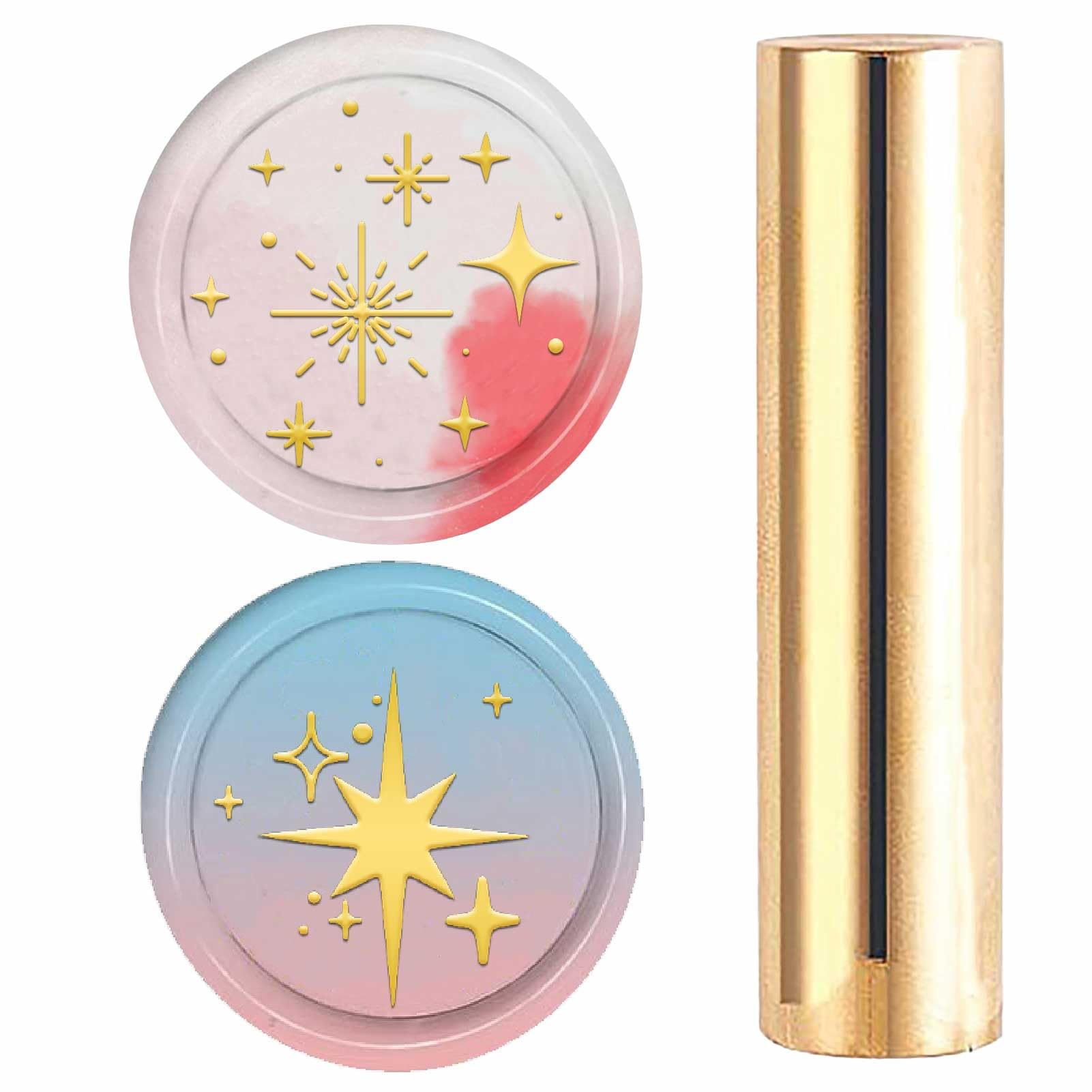 CRASPIRE 15mm Wax Seal Stamp Mini Brass 2 Sides Patterns Headed Copper Star Logo Sealing Reusable Vintage Retro for DIY Wedding Invitation Wine Decoration Envelopes Christmas Graduation Gift Wrapping — image 1