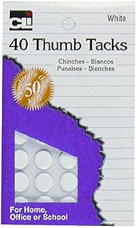 Charles Leonard Thumb Tacks, On Safety Cards, Painted White, 40-Pack (83535)