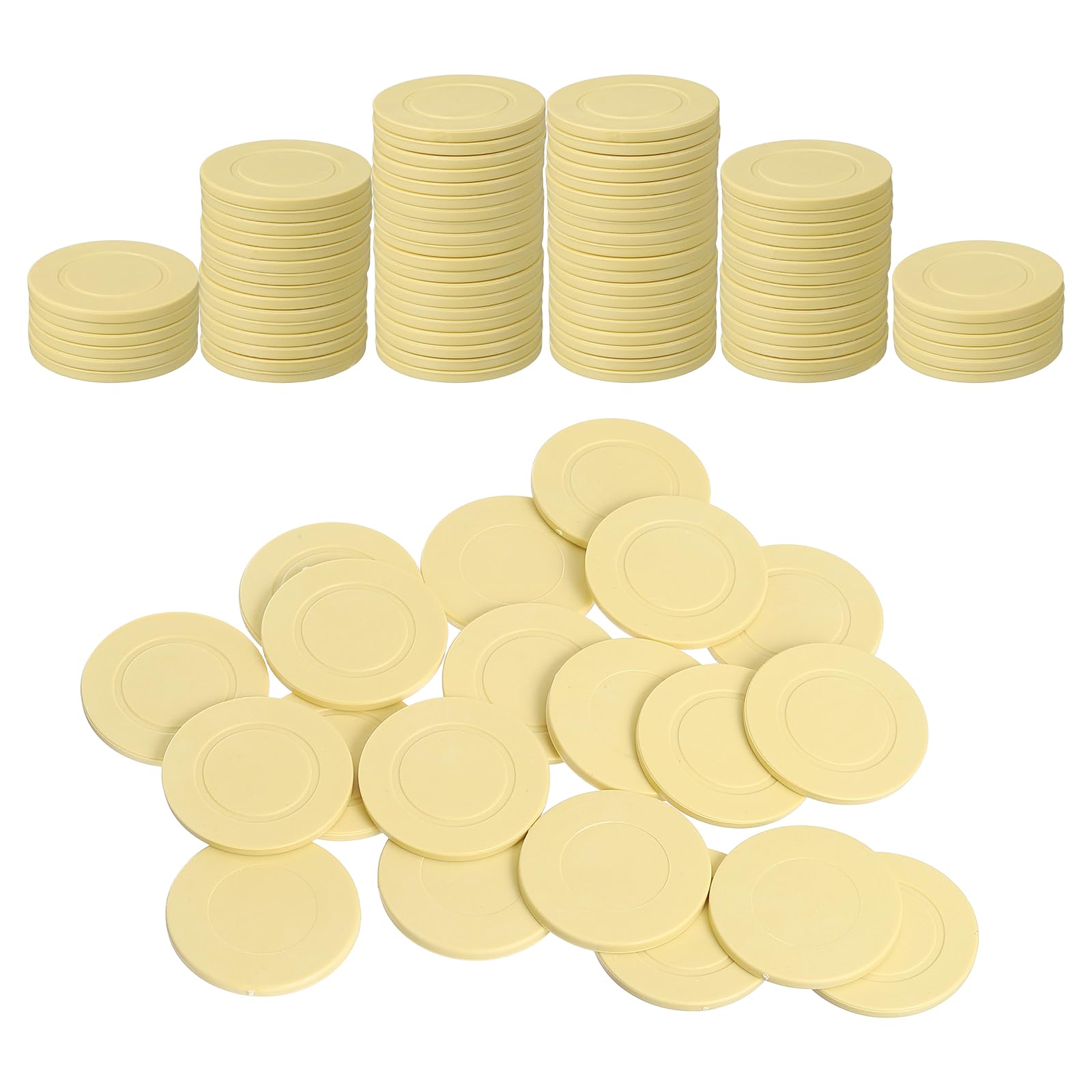 sourcing map 200Pcs 35 mm Plastic Poker Chips, Yellow