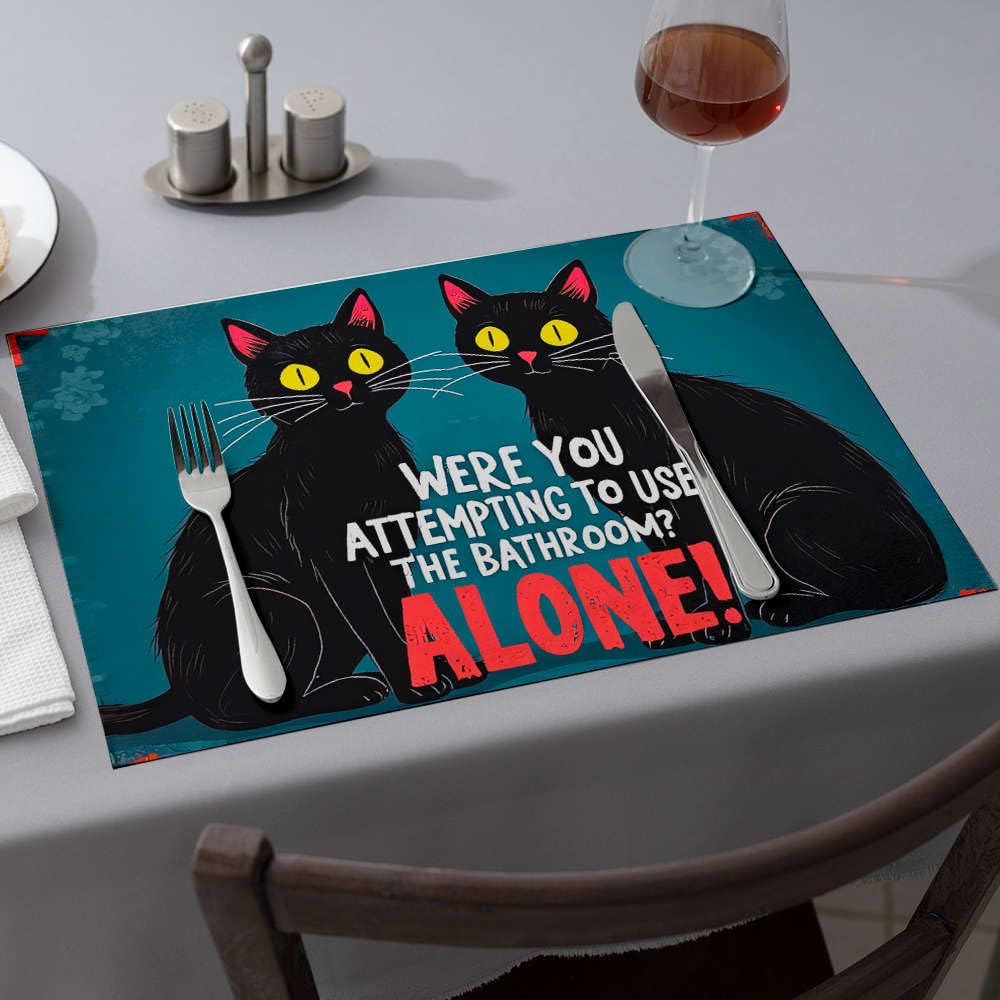 Sets de table en silicone motif chat noir lavables pour comptoir de cuisine