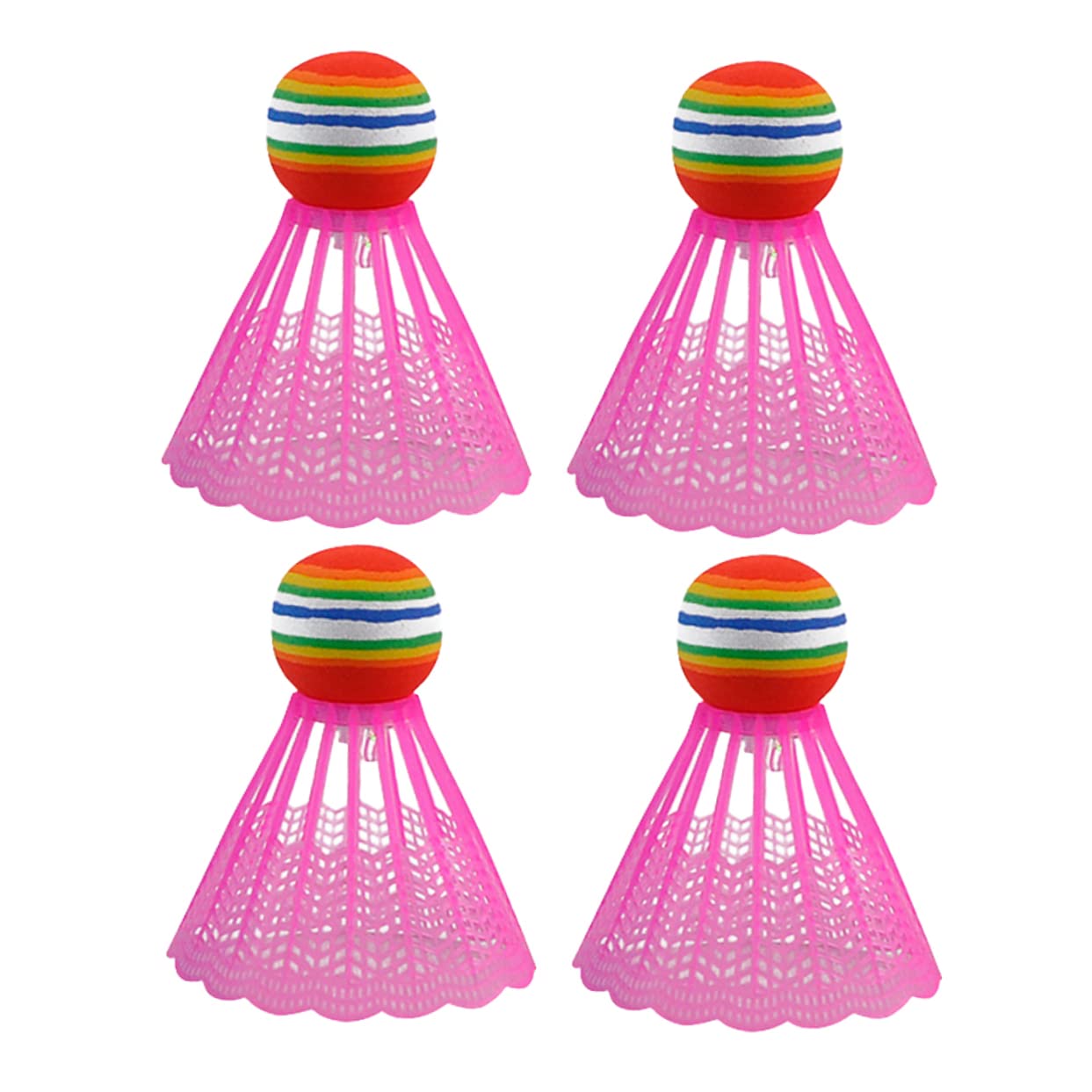 Milisten 4Pcs LED Nylon Badminton Shuttlecocks Glow The Dark Birdies for Indoor and Outdoor Sports for School and Family Play Durable Exercise Accessories Pink