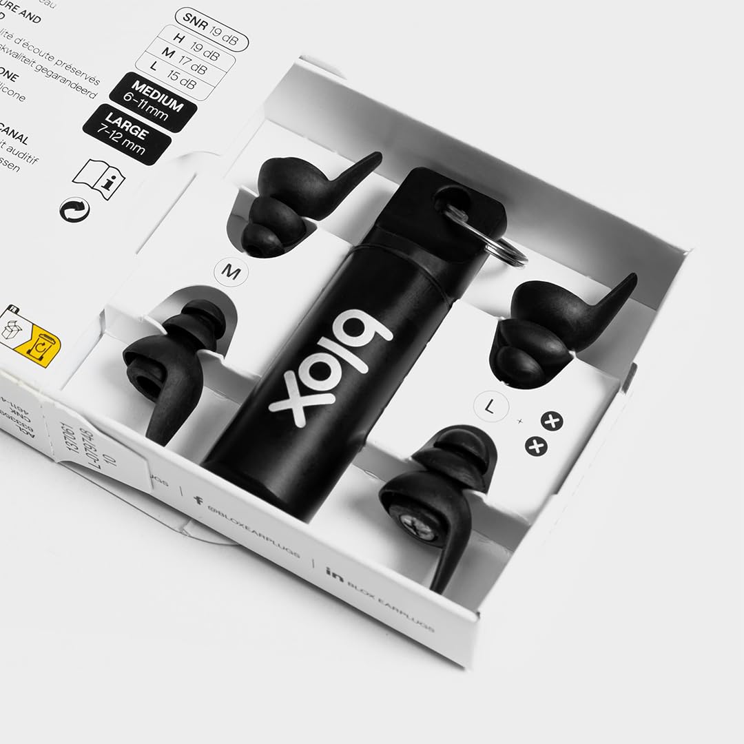 Bouchons d'oreille BLOX Music - Musique - Noir - Protection auditive - Musique - Festivals - 19 SNR
