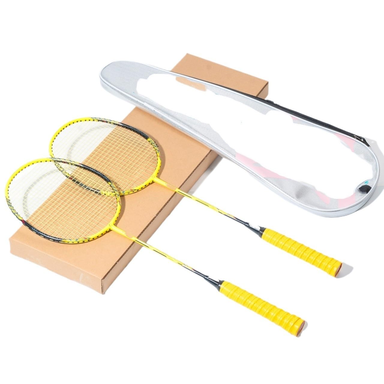Badminton Set Raqueta de bádminton Ligera Fibra Carbono, Velocidad, Durabilidad y Entrenamiento Profesional, 2 Unidades por Lote