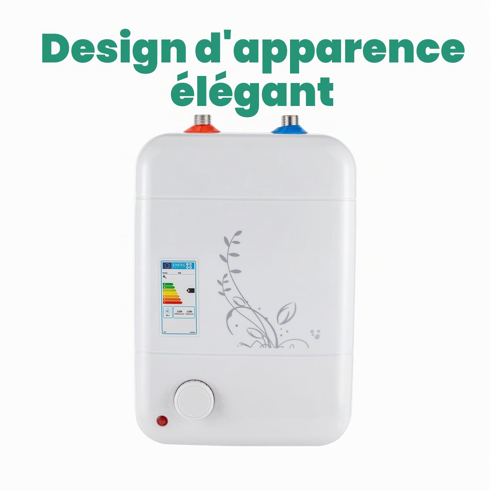 Chauffe-eau électrique 8L Chauffage rapide Eau chaude Usage domestique Conforme norme européenne Pour maison et famille