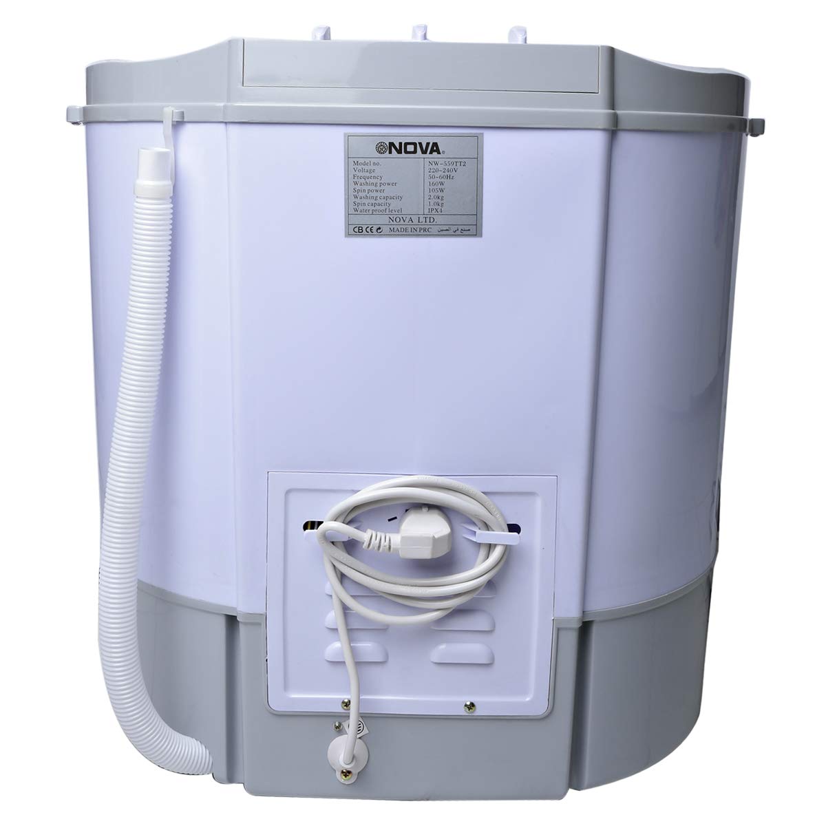Nova 160 Watts Twin Tub Mini Washing Machine White Gray