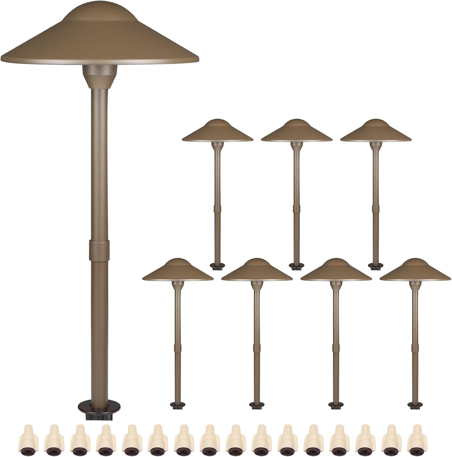 Lumina Lighting® Low Voltage Landscape Lighting Cast-Aluminum Path and Area Light Warm White 3W G4 LED Bulb and ABS Ground Stake Included for Yard Walkway Lawn PAL0108-BZLED8 (Bronze, 8-Pack)