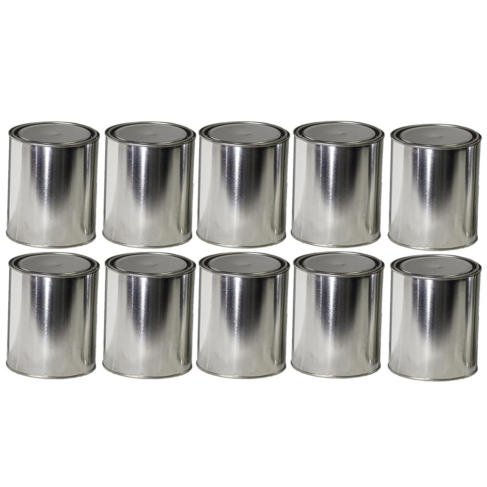 Generic Empty Metal Quart Cans (10), Silver