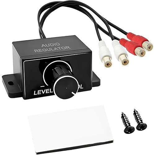 RCA Level Controller -Universal Car Audio Bass Volume Control Knob with Amplifier Installation Kit, Suitable for Low End Amplifier Volume Control Cables for Car and Motorcycle Speakers