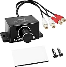 Universal Car RCA Level Controller Amplifier,Car Audio Low-End Control Knob,Equipped with 2 Screws and 1 Foam Tape,Suitable for Low-End Amplifier Volume Control Cables for Car and Motorcycle Speakers