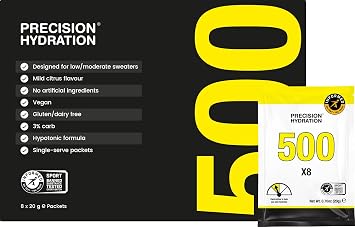 Precision Hydration Electrolyte Powder - No Artificial Ingredients, Multi Strength Hydration Packets - Individual Waterproof Servings - Gluten/Dairy Free, 1 Box 8 Packets, 500mg/L-Yellow