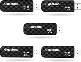Gigastone Z30 32GB 5-Pack USB 3.2 Gen1 Flash Drive, Capless Retractable Design Pen Drive, Carbon Fiber Style Thumb Drive, Reliable Performance & Durable, USB 2.0/USB 3.0/USB 3.1 Interface Compatible