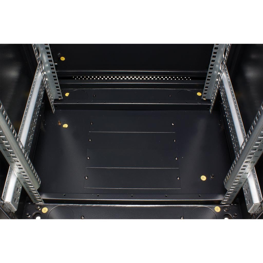 Rockstable 42HE 19 Zoll Serverschrank Netzwerkschrank (BxTxH) 600x600x2000mm mit Glastür - Türanschlag wechselbar - Türen und Seitenwände abnehmbar und verschließbar - Schwarz (RAL 9005)