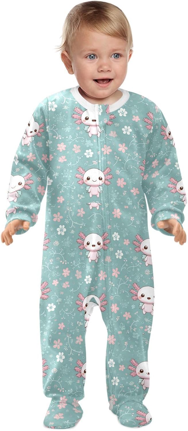 Caikeny Baby One-Piece Footies Light Pink Checkered Bows Newborn Rompers Pajamas Zip Front Pjs for Boys Girls