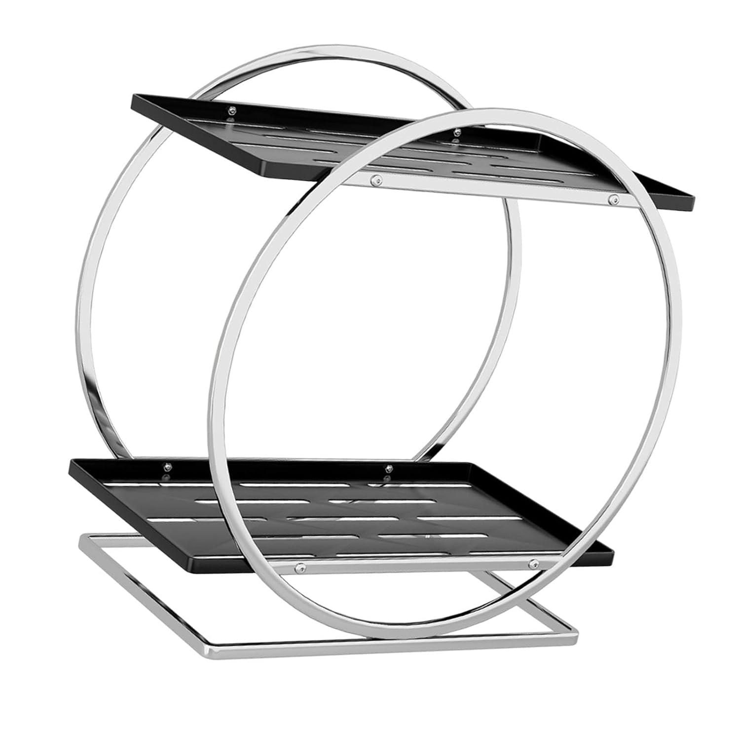 Makeup Organizer Vanity Organizer Shelf Makeup Shelf Organizer Skincare Organizer Perfume Holder Rack Iron Frame Stable Structure Compact Footprint Su, Black Silver