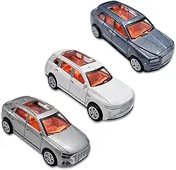 3 Carrinho Miniatura Brinquedo Fricção Carro Metal Range (KIT3/BRANCO/CINZA/AZUL)