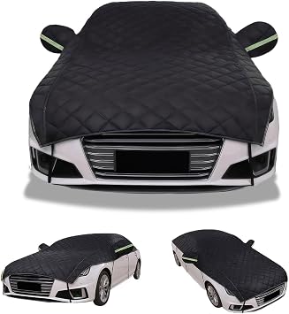 Waterproof Half Car Cover for L R Range Rover Sport 2005-2009 SUV, Protection Anti Hail Car Covers Thickened Snow Cover with Windproof Strap Reflective Tape, Outdoor Protection All WeatherBlack