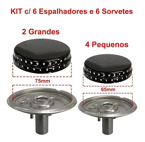 Kit C/ 6 Espalhadores + 6 Queimadores Fogão Esmaltec
