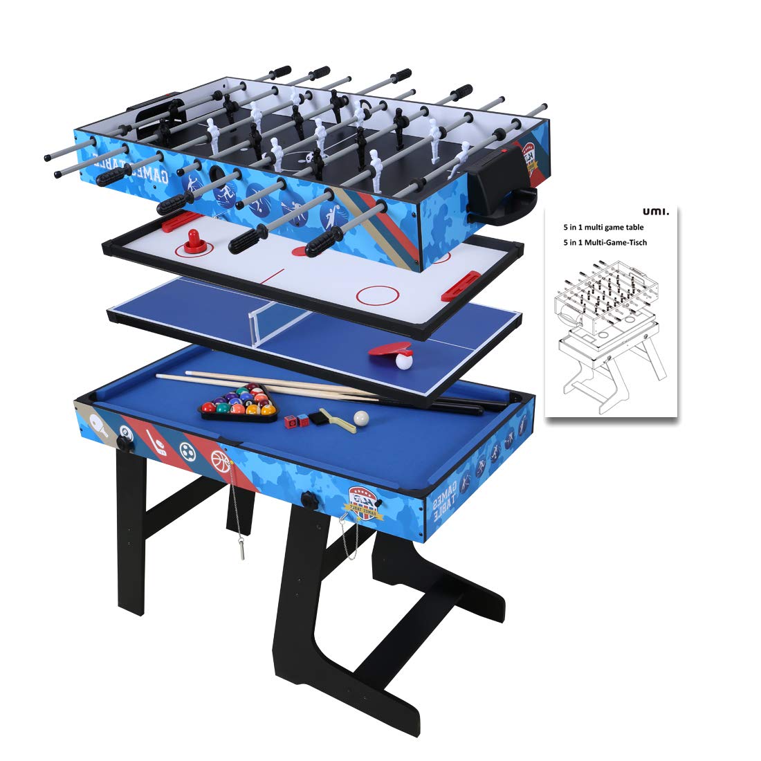 Buy Umi. Essentials 5 in 1 Junior Combo Game Table Hockey Pool Table