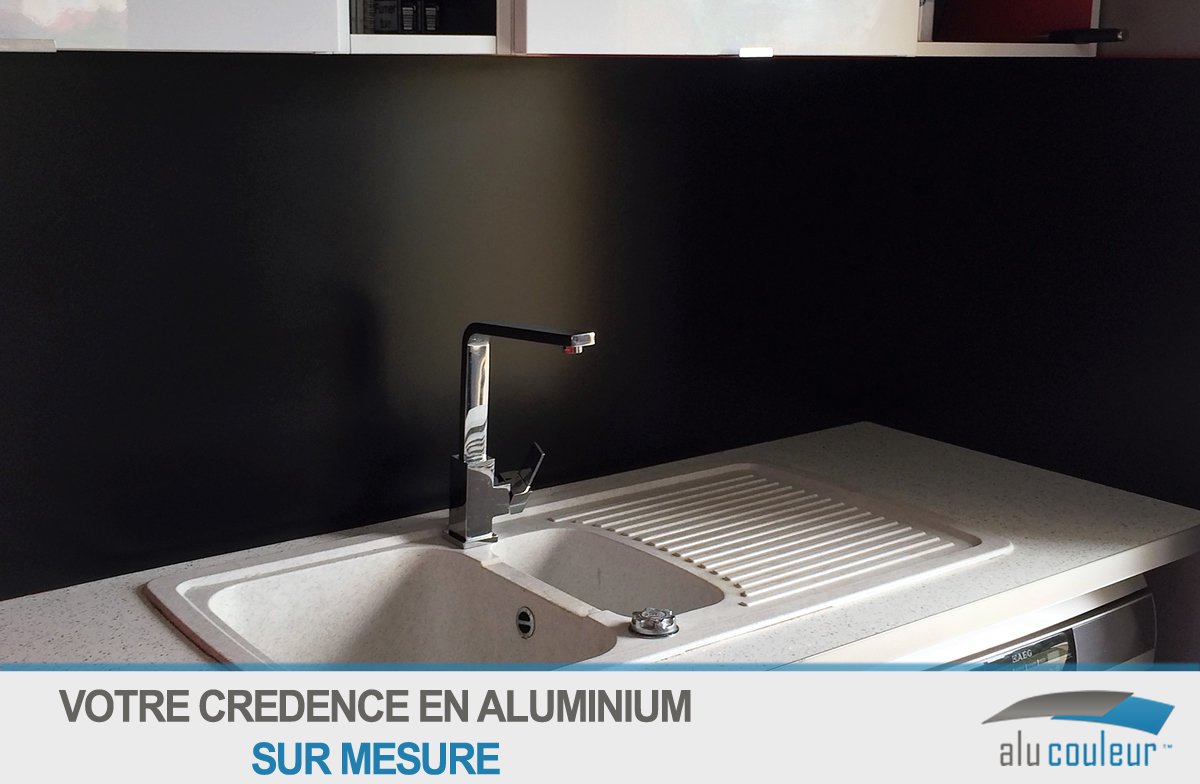 Fond de hotte/Crédence Aluminium Noir - 10 Tailles - Hauteur 45 cm x (Longueur 60 cm)