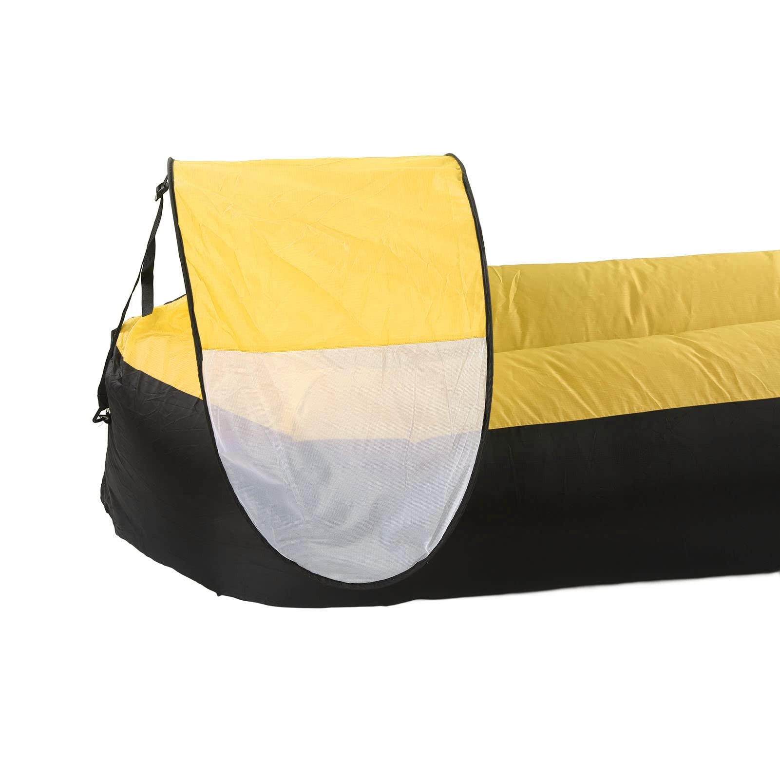 SIXRUN Sofá Inflable para Exteriores, Tumbona Inflable Portátil, sofá de Aire para Acampar, Senderismo, sofá Inflable, Lágrima (Negro más Amarillo)