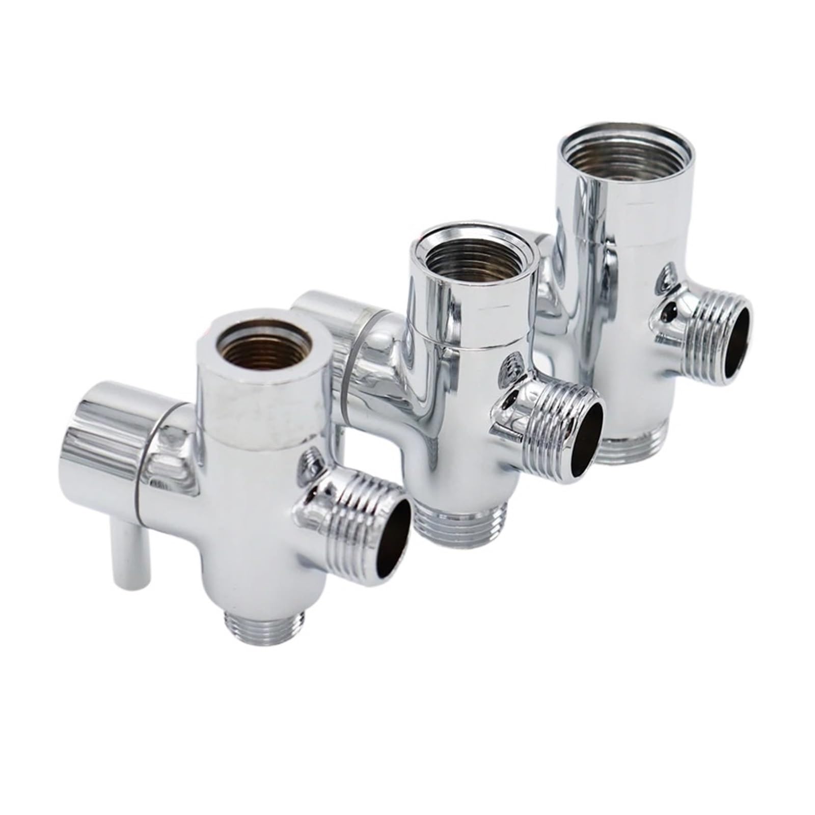 Itrhjtgp 3-8 T Valve Hose Splitter 1Pcs 3 Way Diverter Valve T Adapter Converter Chrome For Shower Head Three-Way Water Distribution For Bathroom(3-8 T Valve)