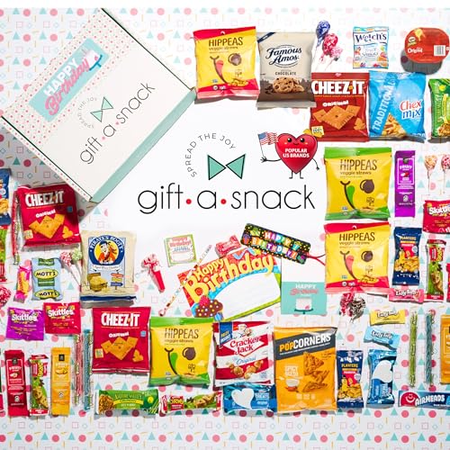 Gift A Snack - Happy Birthday Snack Box Variety Pack Care Package + Greeting Card (45 Count) Bday Sweet Treats Gift Basket, Candies Chips Crackers Bars, Crave Food Assortment - Adults Kids - Image 6