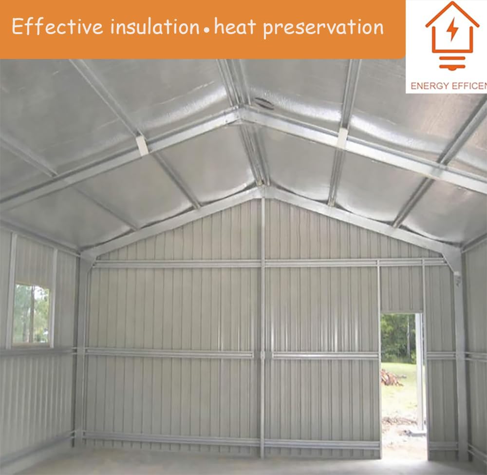 Rouleau d'isolation Auto-adhésif pour Voiture Mousse d'isolation de radiateur Feuille d'aluminium Isolation phonique Thermique pour Porte de Garage, Caravane(Size:1 * 25m/3.2 * 82FT)