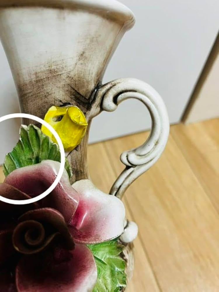 イタリア製 アンティーク ロココ調 フラワー装飾 陶器 カポディモンテ 4点 イタリア製 アンティーク ロココ調 フラワー装飾 陶器