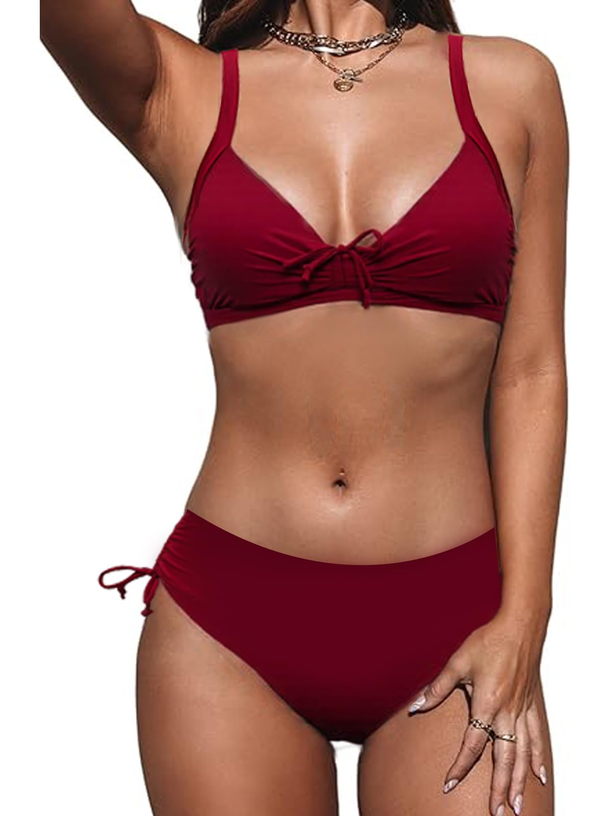 JFAN Traje De Baño Mujer Dos Piezas con CordóN Bikinis Mujer Push Up Conjunto De Bikini De Flores CláSicas
