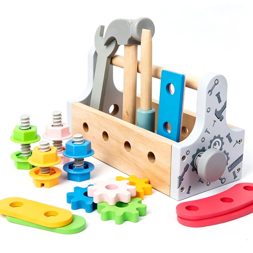 Caja de Herramientas de Madera, Juguete de Juego de Reparación de Imaginación