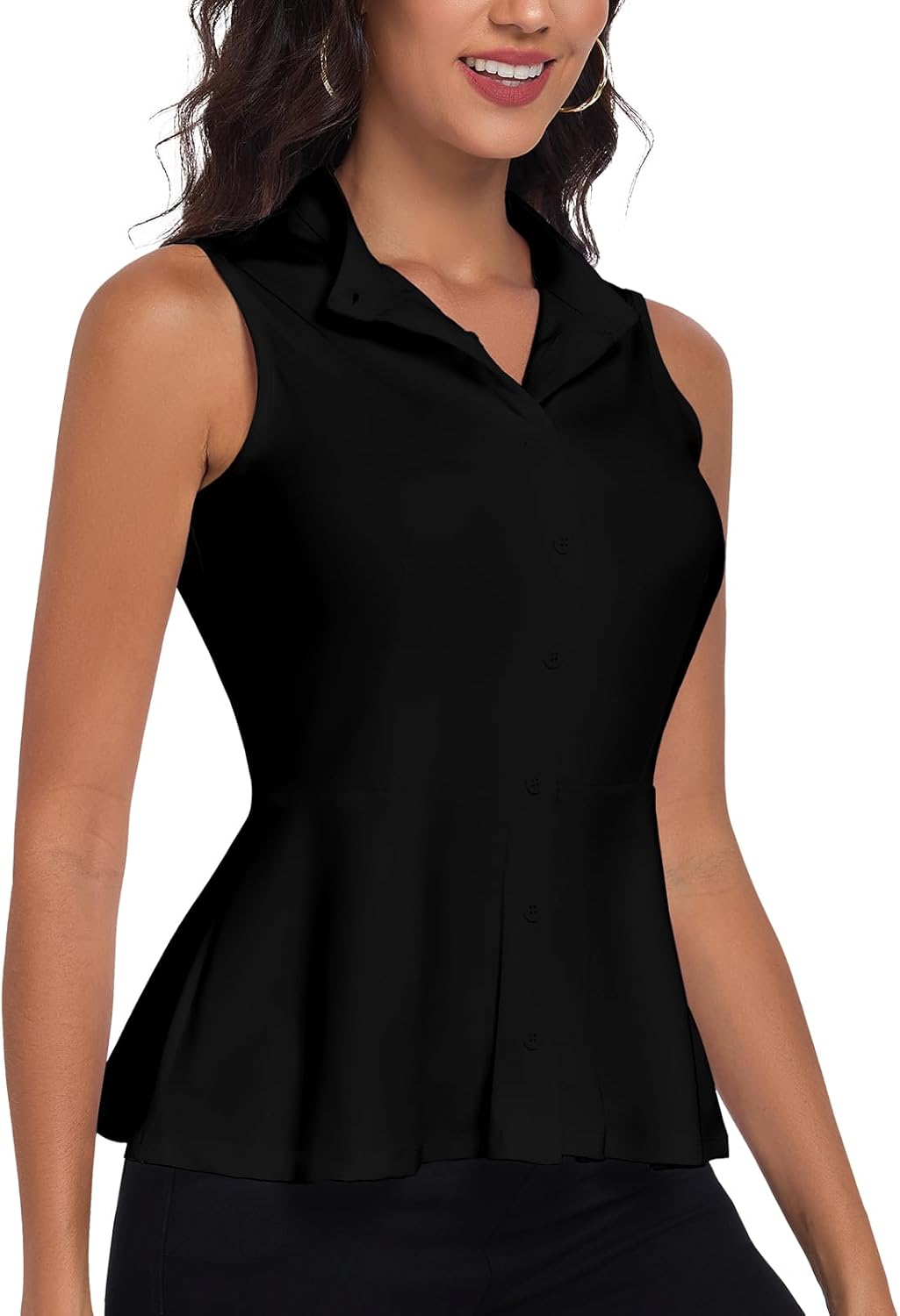 Soneven Women's Sleeveless Golf Shirts Collared Button Down Shirt Quick Dry Tank Tops - Image 4