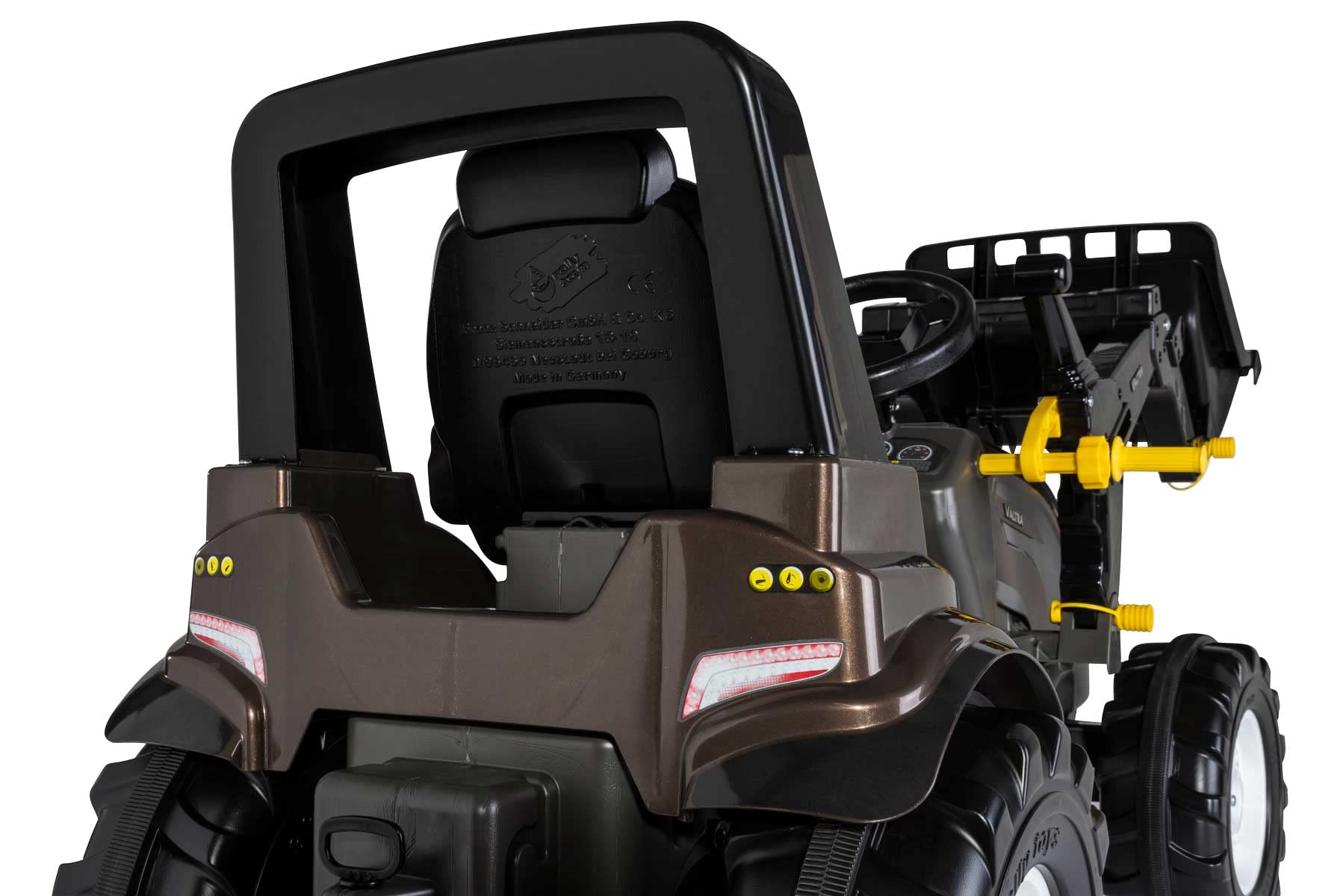 Rolly Toys - Tracteur RollyFarmtrac Premium 730056 - avec Chargeur rollyTrac de 3 à 8 Ans - avec pneus Silencieux - Siège réglable en Longueur et en Hauteur - Marron