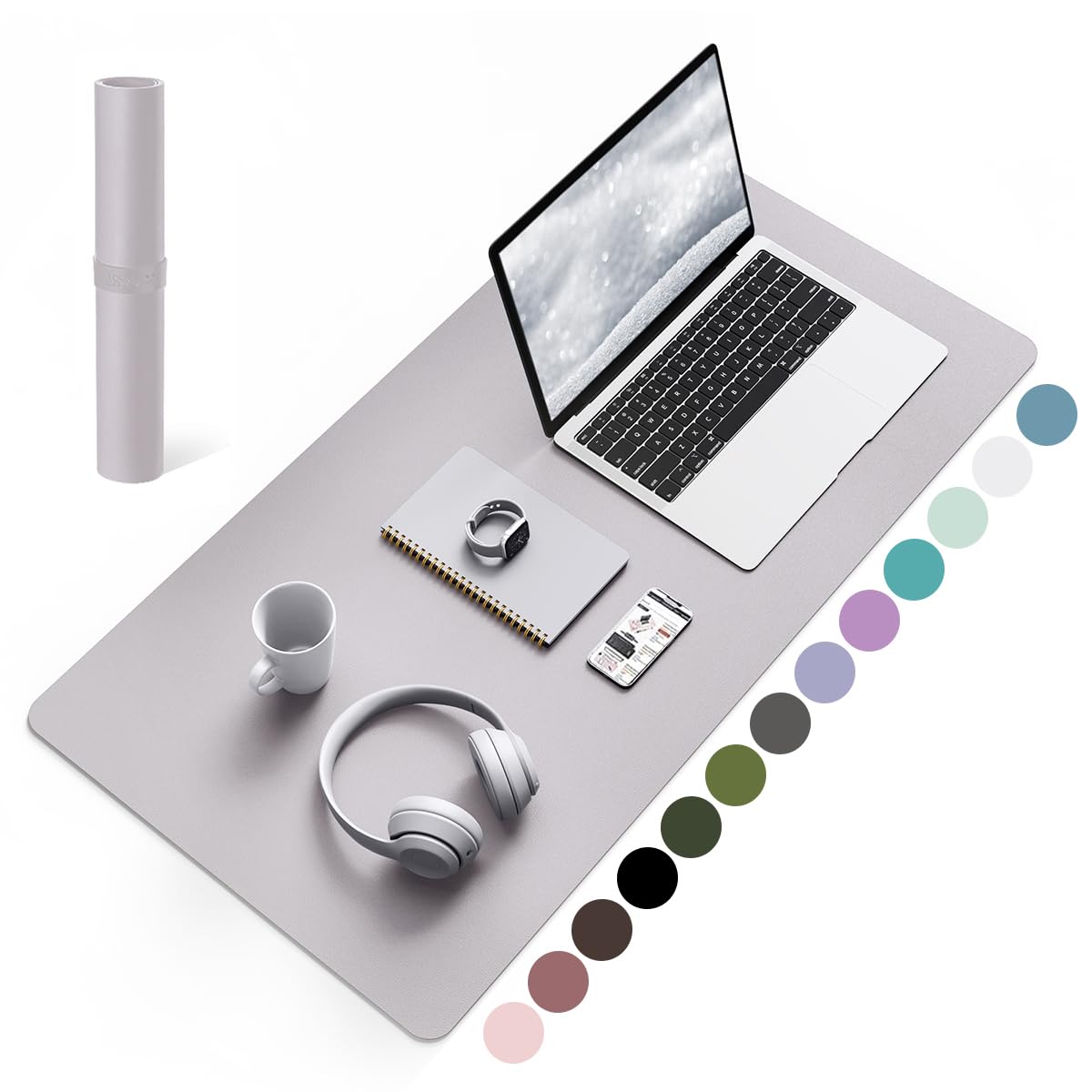 YSAGi Schreibtischunterlage, Mauspad mit Leder und Rutchfeste Wildleder, Multifunktionales Office Mousepad Laptop Schreibunterlage, Tischschutz Unterlage für Büro/Home-Office (Graulila, 80x40cm)