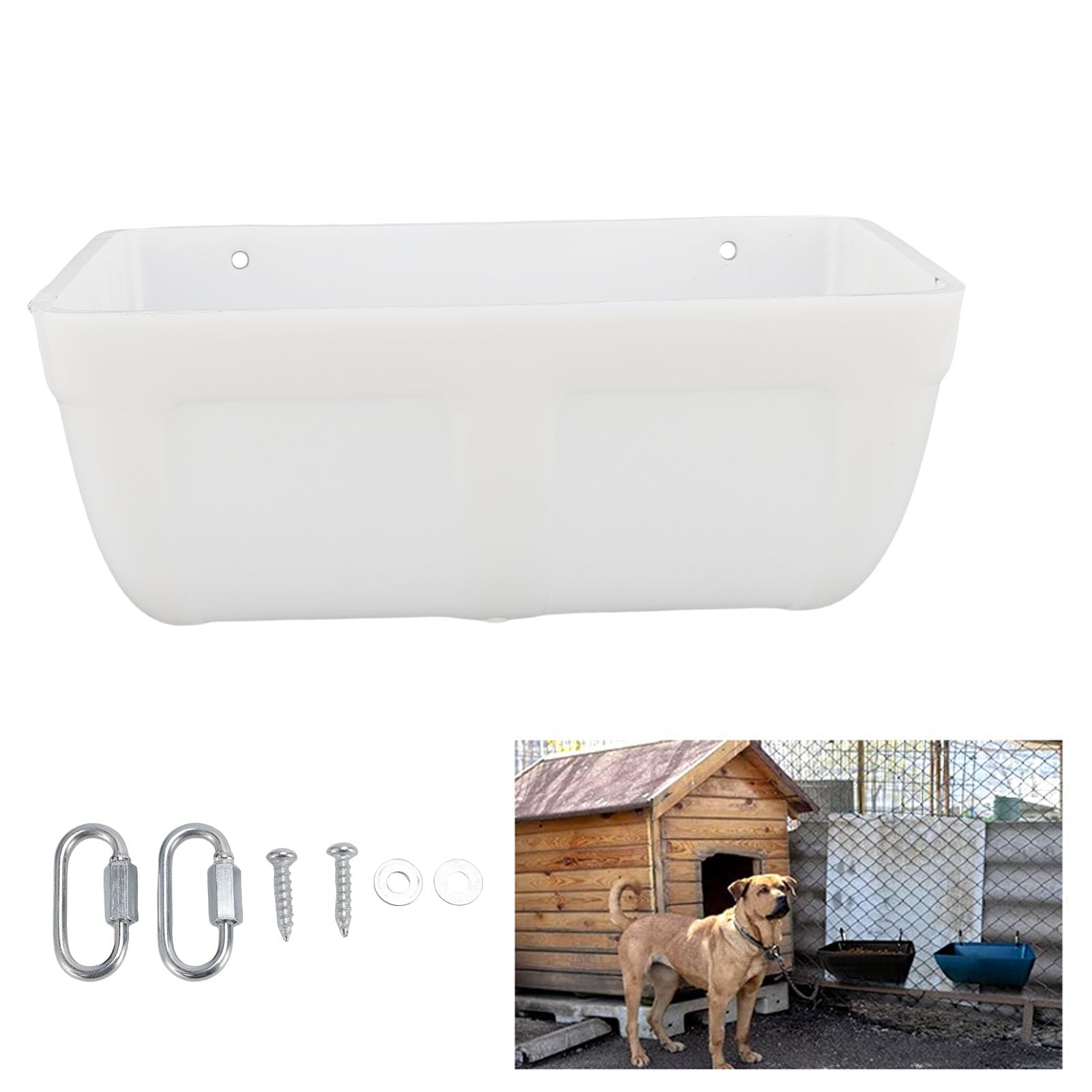 KIMISS Hängender Geflügel-Futtertrog für Hühner, Langlebiges Kunststoffdesign für den Einsatz auf Dem Bauernhof – Platzsparende Lösung mit Großem Fassungsvermögen (White)