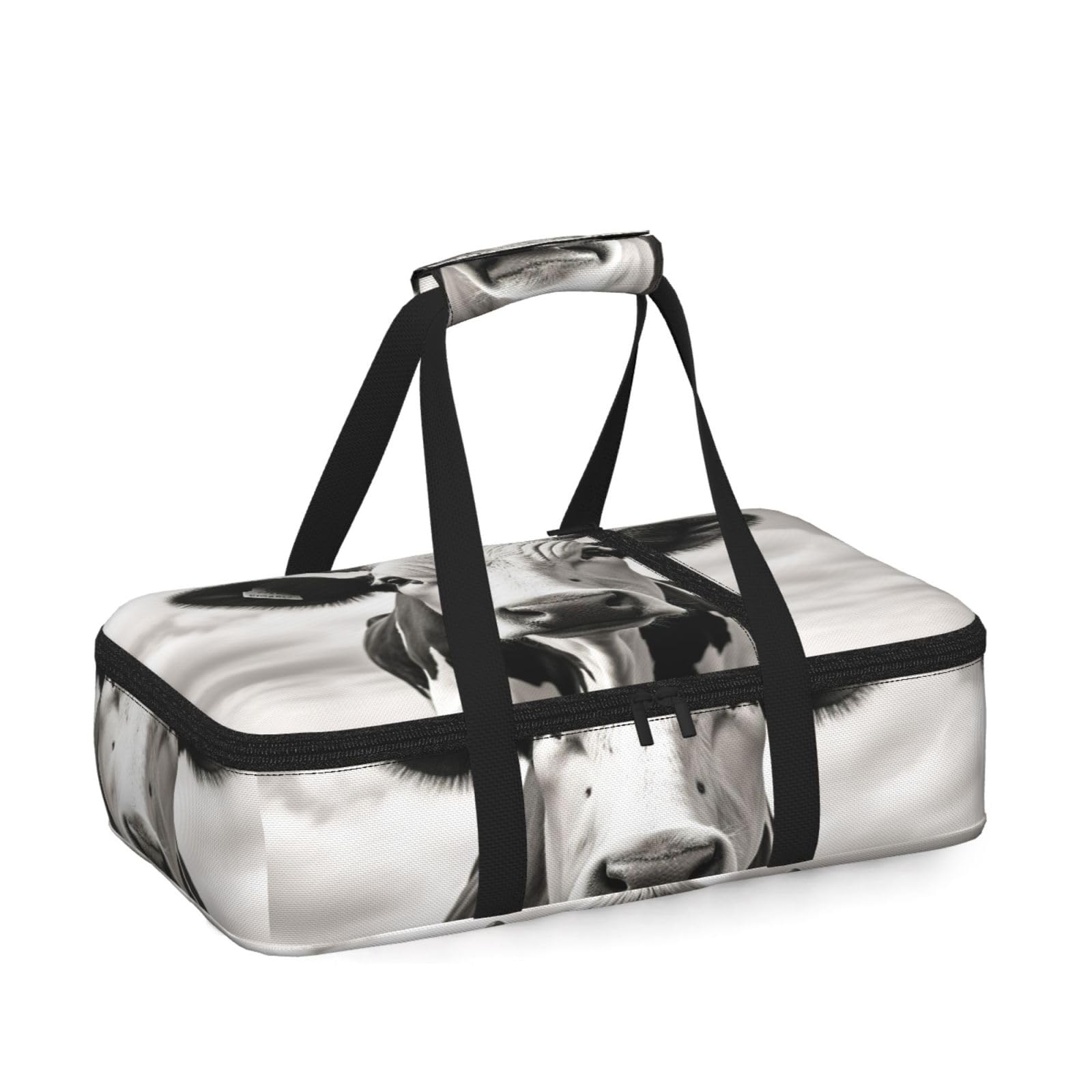 Cow In Black And White Print Insulated Thermal Food Storage Bag Daily Reusable Picnic Tote Lunch Box Home