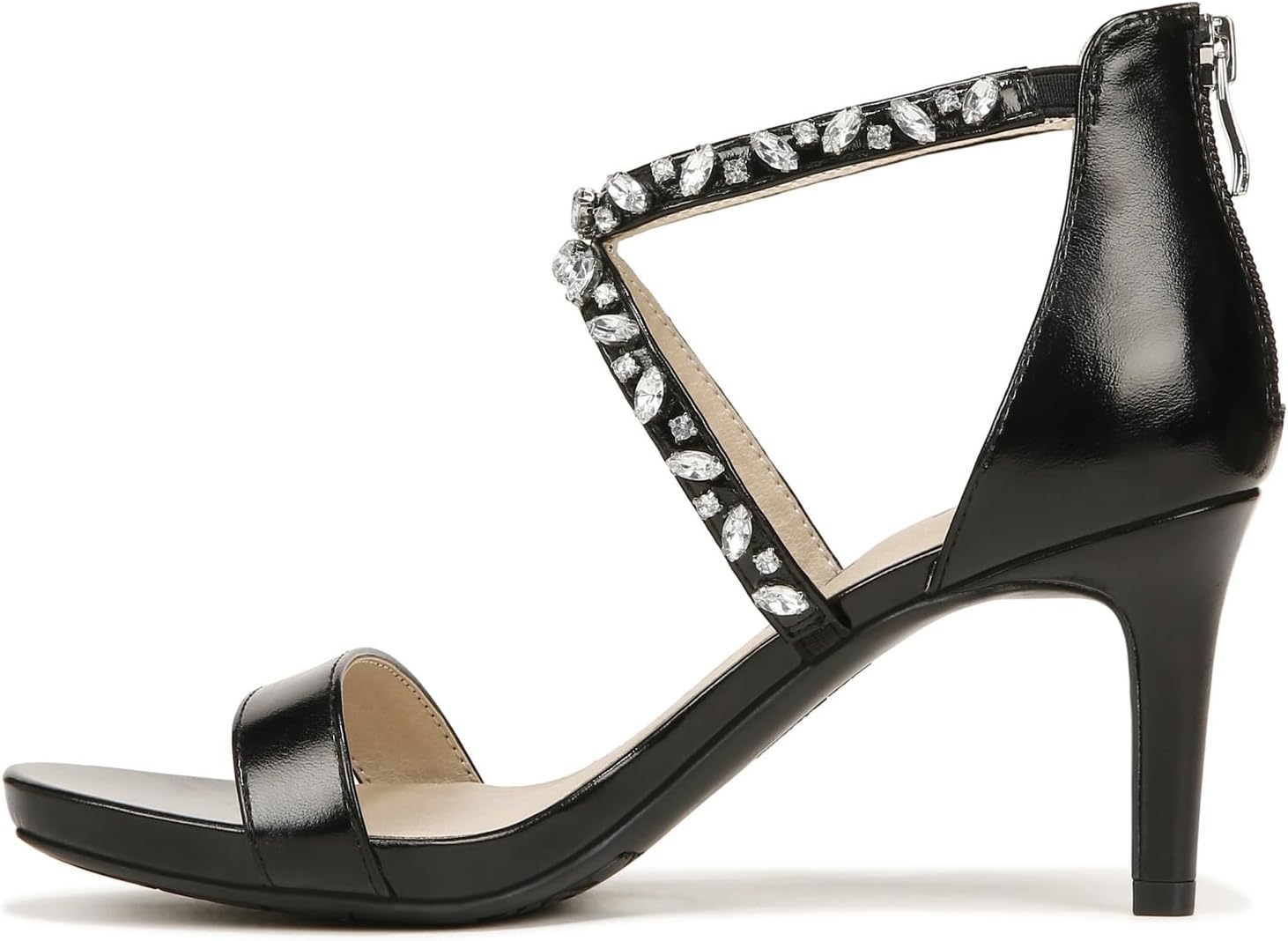 LifeStride Womens Memories Strappy Dress Heeled Sandal, Black, 9 Wide US