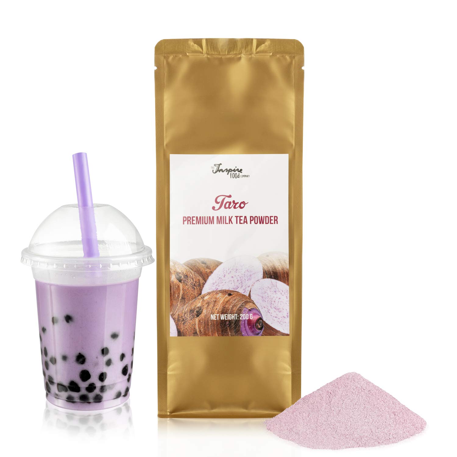 Bubble Tea Taro Milchteepulver - 200g | Authentisches Taro Teemischungspulver für Boba Tee | Hochwertige Zutaten ohne künstliche Farbstoffe | Tee im Restaurantstil zu Hause - 200 g (1er Pack)