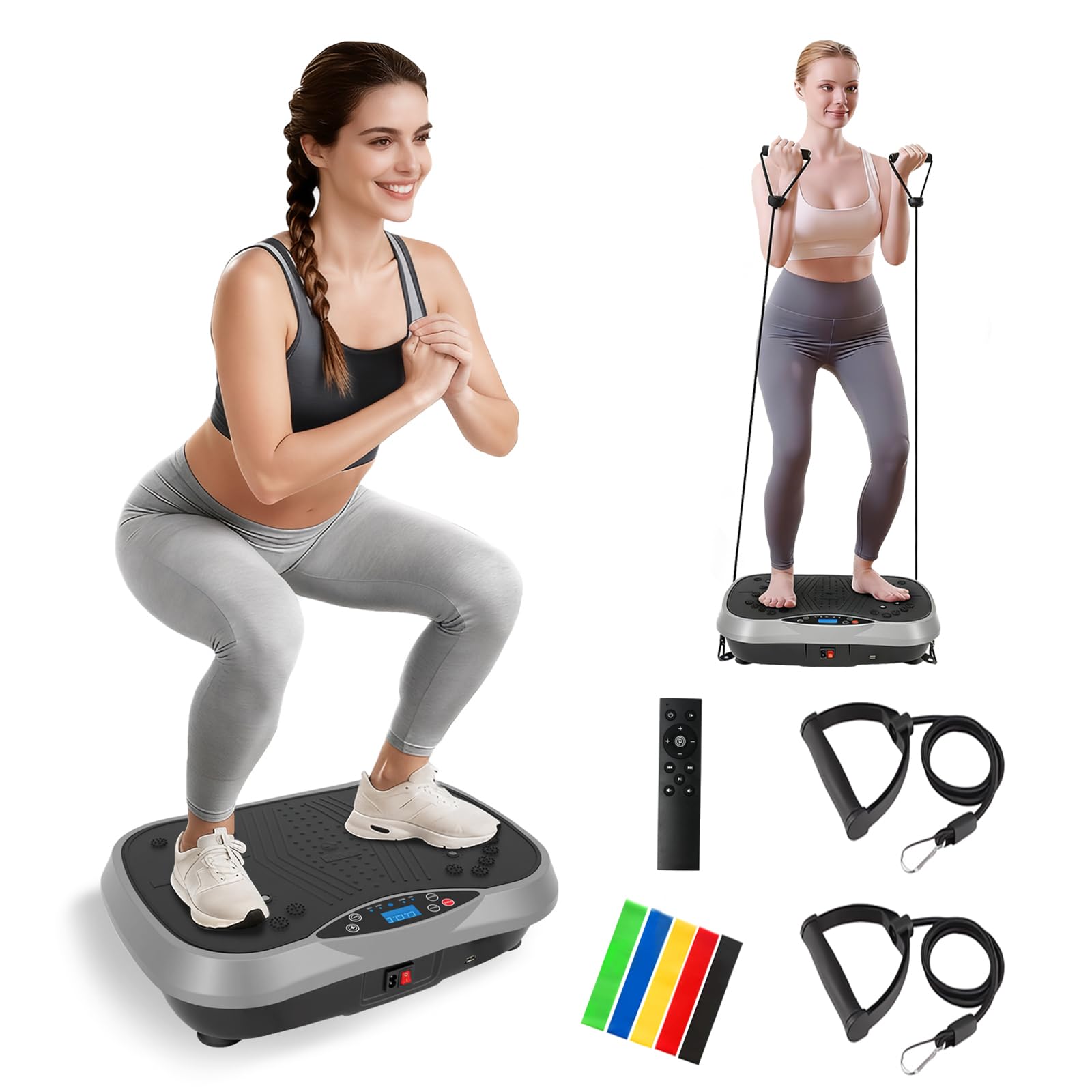 Vibration Plate Exercise Machine 10 Auto Modes 200-Levels Vibrating Plate for Lymphatic Drainage Weight Loss 450lbs Capacity Whole