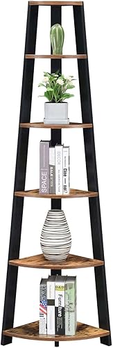 Miniatura 4 de Convenience Concepts Newport - Estantería esquinera de 5 niveles, madera de graneronegro