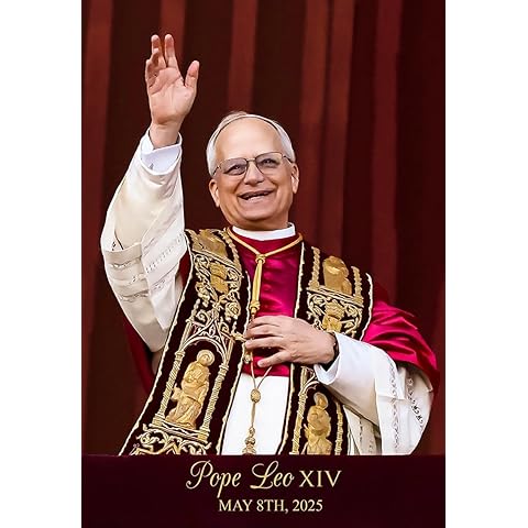 Vintage Religion Wall Art Pope Leo Xiv Waving In Celebration Poster For Religious Followers Room Decor-Seated Papal Painting Art Canvas Print Picture For Bedroom Decor
